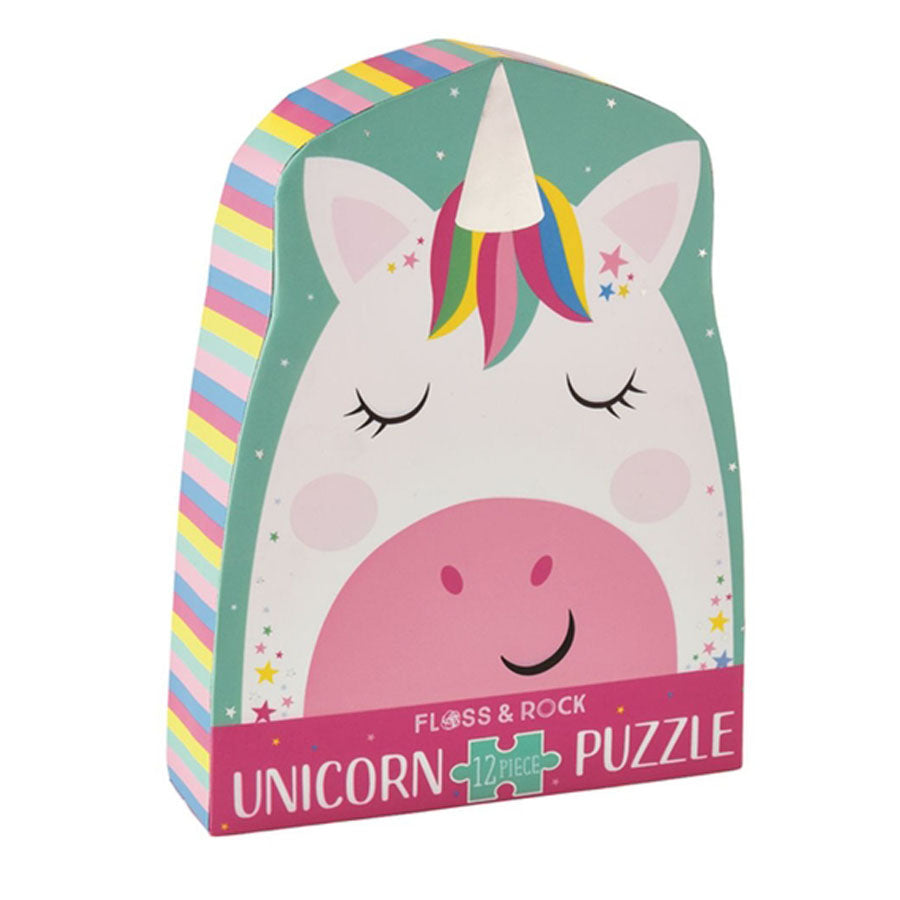 Rainbow Unicorn 12pc Shaped Jigsaw With Shaped Box-Floss & Rock-Joanna's Cuties