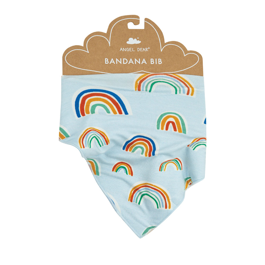 Rainbows Bandana Bib Blue Multi-Angel Dear-Joanna's Cuties