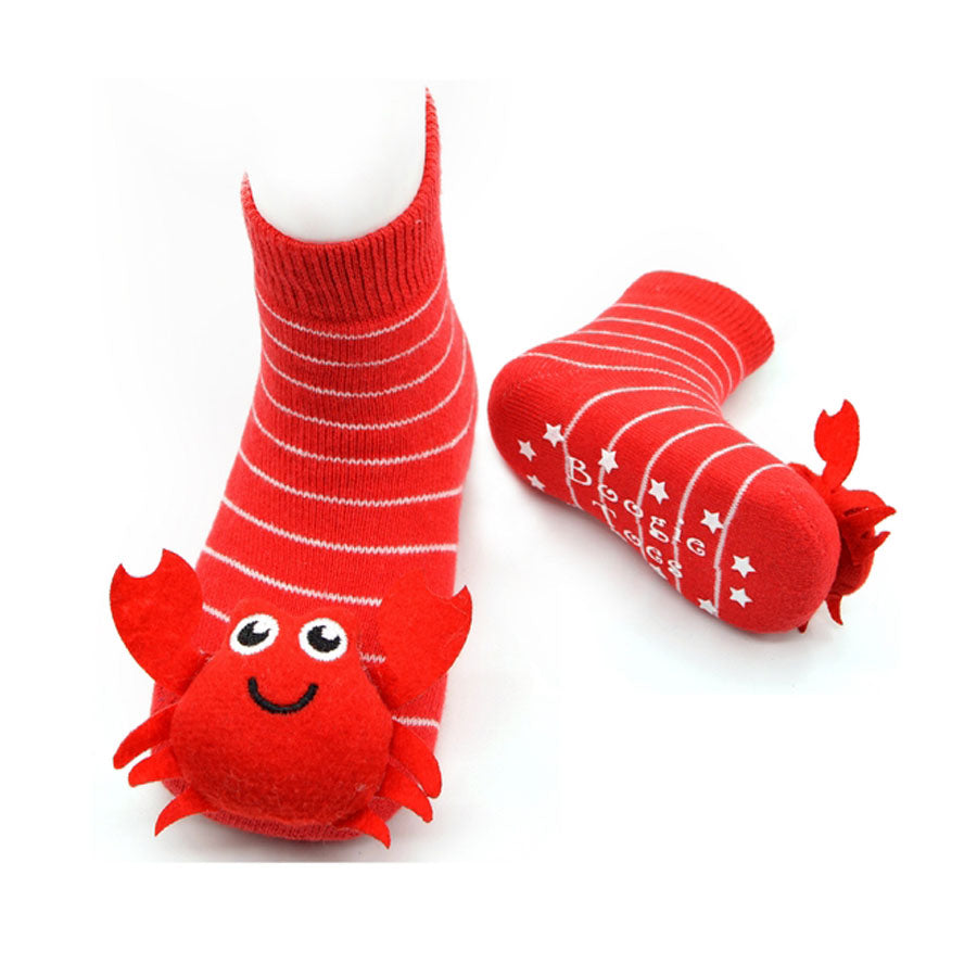 Red Crabby Crab Boogie Toes Rattle Socks-SOCKS, TIGHTS & LEG WARMERS-Piero Liventi-Joannas Cuties