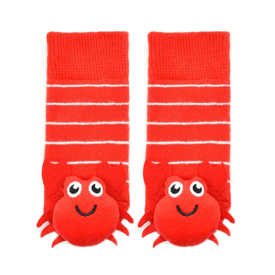 Red Crabby Crab Boogie Toes Rattle Socks-SOCKS, TIGHTS & LEG WARMERS-Piero Liventi-Joannas Cuties