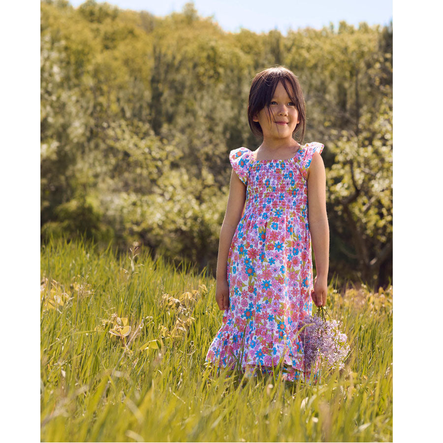 Retro Floral Smocked Maxi Dress-DRESSES & SKIRTS-Hatley-Joannas Cuties