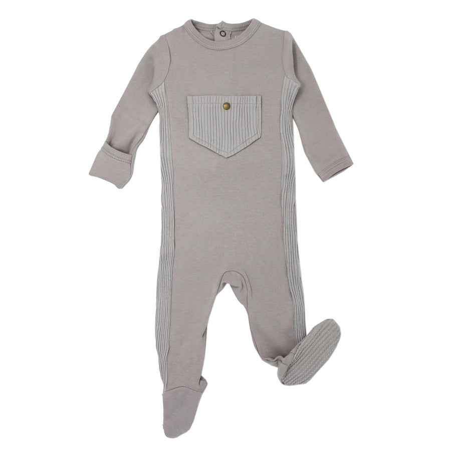 Ribbed Baby Footie in Light Gray-L'ovedbaby-Joanna's Cuties