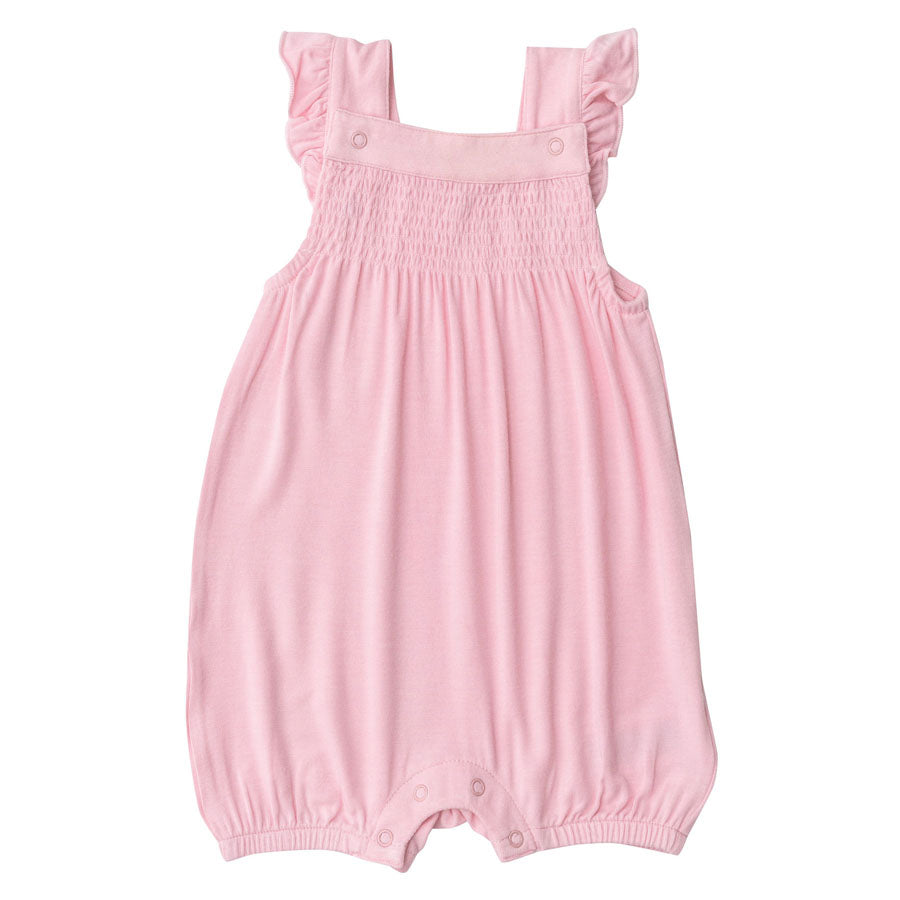 Rose Shadow Overall Shortie - Pink-OVERALLS & ROMPERS-Angel Dear-Joannas Cuties