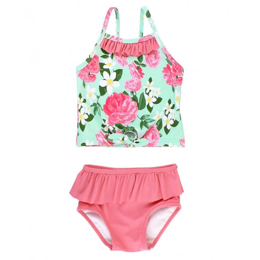 Rosy Sweetheart Ruffle Tie Tankini - Main Image