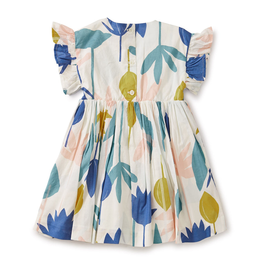 Ruffle Sleeve Baby Dress - Egyptian Floral-Tea-Joanna's Cuties