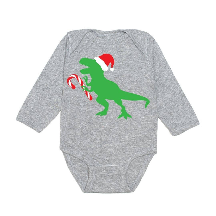 Santa Dino Long Sleeve Bodysuit - Christmas Baby Bodysuit-Sweet Wink-Joanna's Cuties