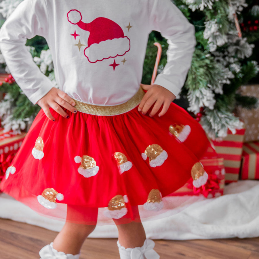 Santa Hat Long Sleeve Bodysuit - Baby Christmas Bodysuit-Sweet Wink-Joanna's Cuties