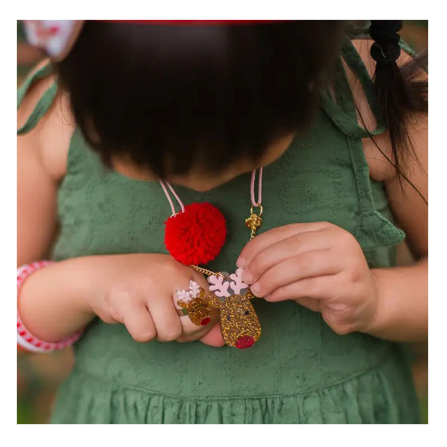 Santa’s Reindeer Necklace-JEWELRY-Lilies & Roses-Joannas Cuties