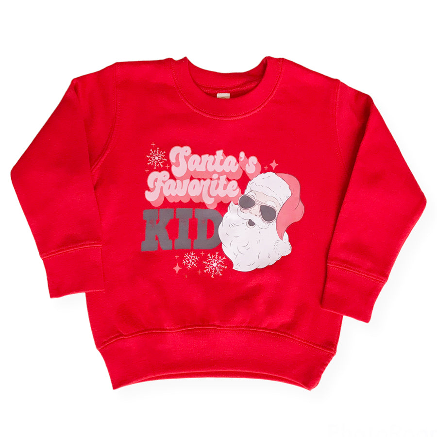 Santa's Favorite Kid Sweatshirt - Red-SWEATSHIRTS & HOODIES-Joanna's Cuties-Joannas Cuties