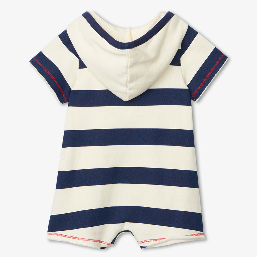 Seaside Stripes Baby Hooded Romper-OVERALLS & ROMPERS-Hatley-Joannas Cuties