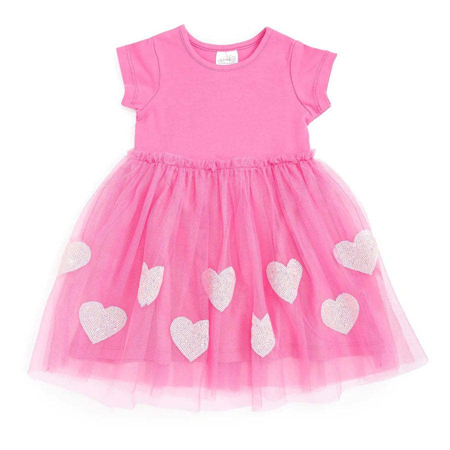 sequin hearts pink dress Sweet Wink | Kids Sequin Heart Dress