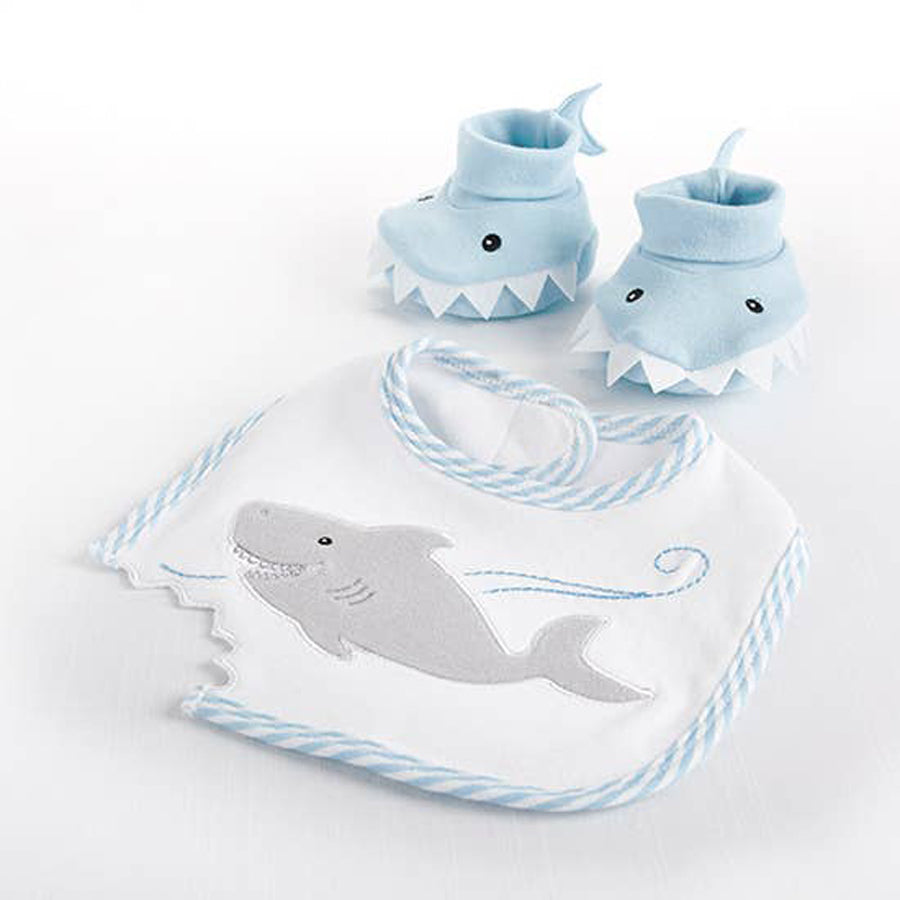 Shark Bib and Booties Gift Set - Blue-Baby Aspen-Joanna's Cuties