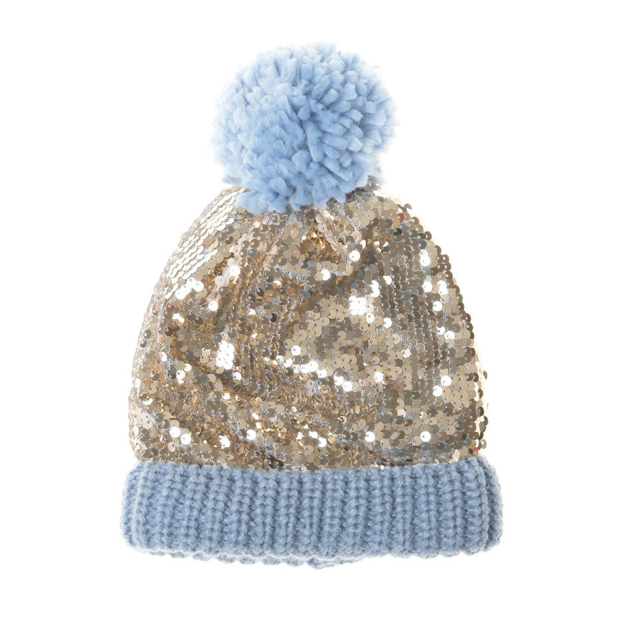 Shimmer Sequin Knitted Hat Blue-HATS & SCARVES-Rockahula Kids-Joannas Cuties
