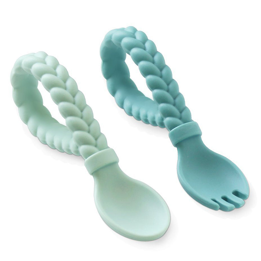 Silicone Baby Fork + Spoon Set - Green-Itzy Ritzy-Joanna's Cuties