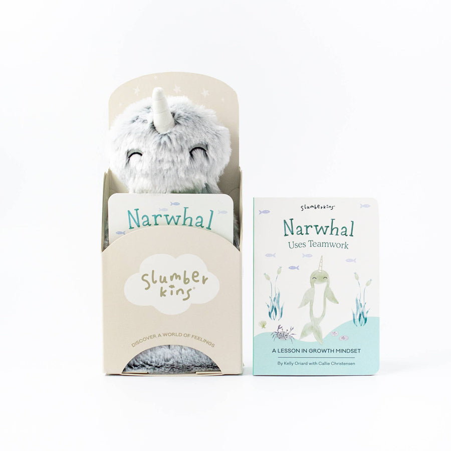 Silver Narwhal Snuggler - Growth Mindset-SOFT TOYS-Slumberkins-Joannas Cuties