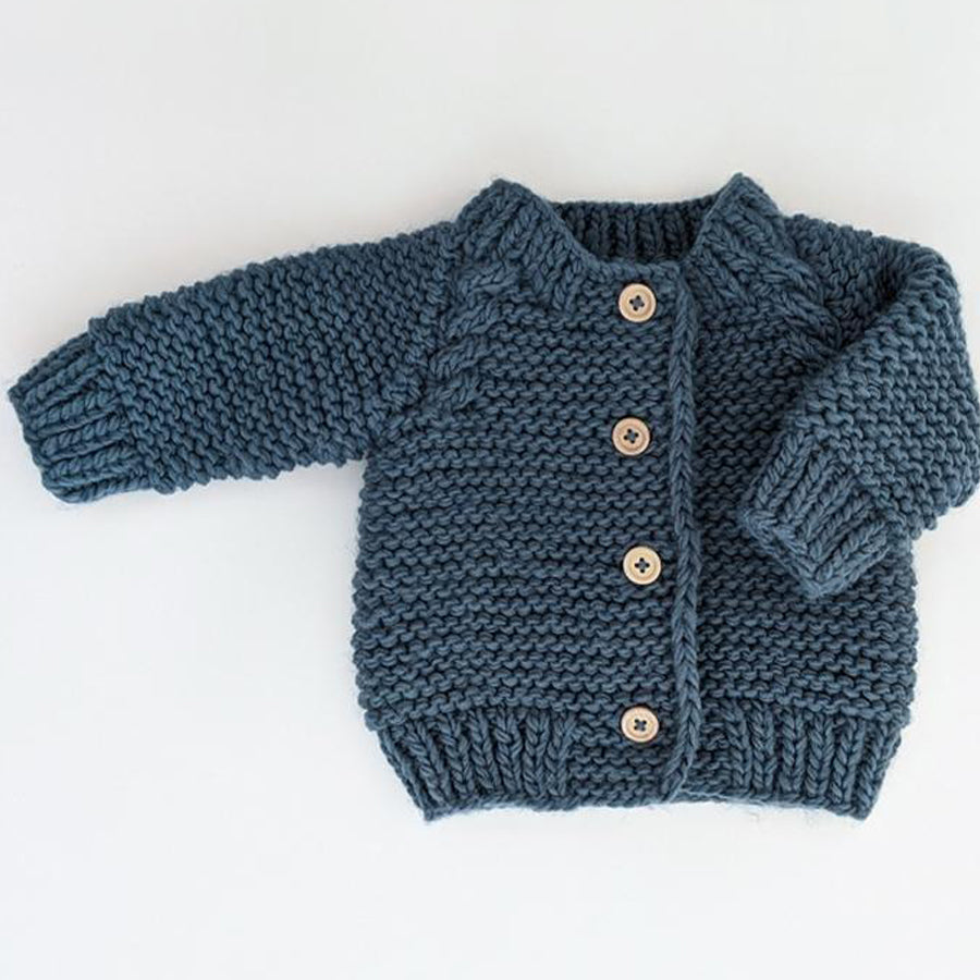 Slate Garter Stitch Cardigan Sweater-Huggalugs-Joanna's Cuties