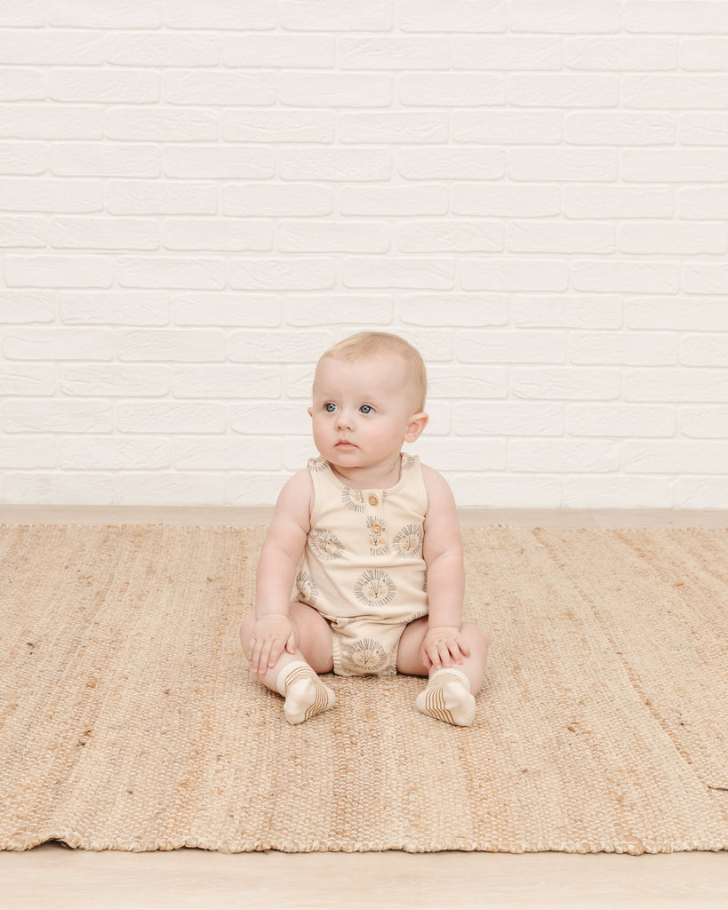 Sleeveless Organic Bubble - Lions-OVERALLS & ROMPERS-Quincy Mae-Joannas Cuties