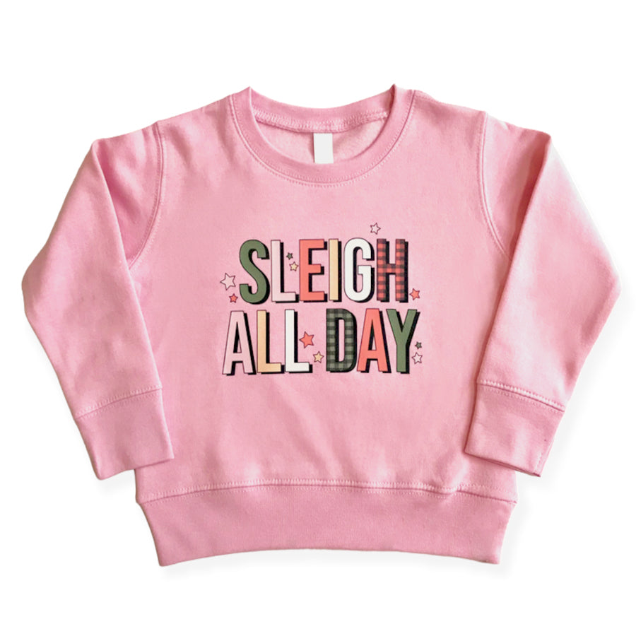 Sleigh All Day - Pink Sweatshirt-SWEATSHIRTS & HOODIES-Joanna's Cuties-Joannas Cuties