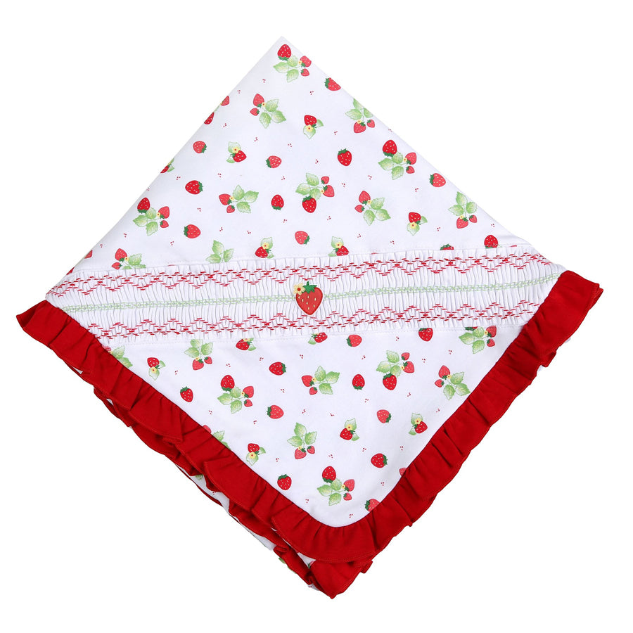 So Berry Cute Smocked Printed Ruffle Receiving Blanket-SWADDLES & BLANKETS-Magnolia Baby-Joannas Cuties
