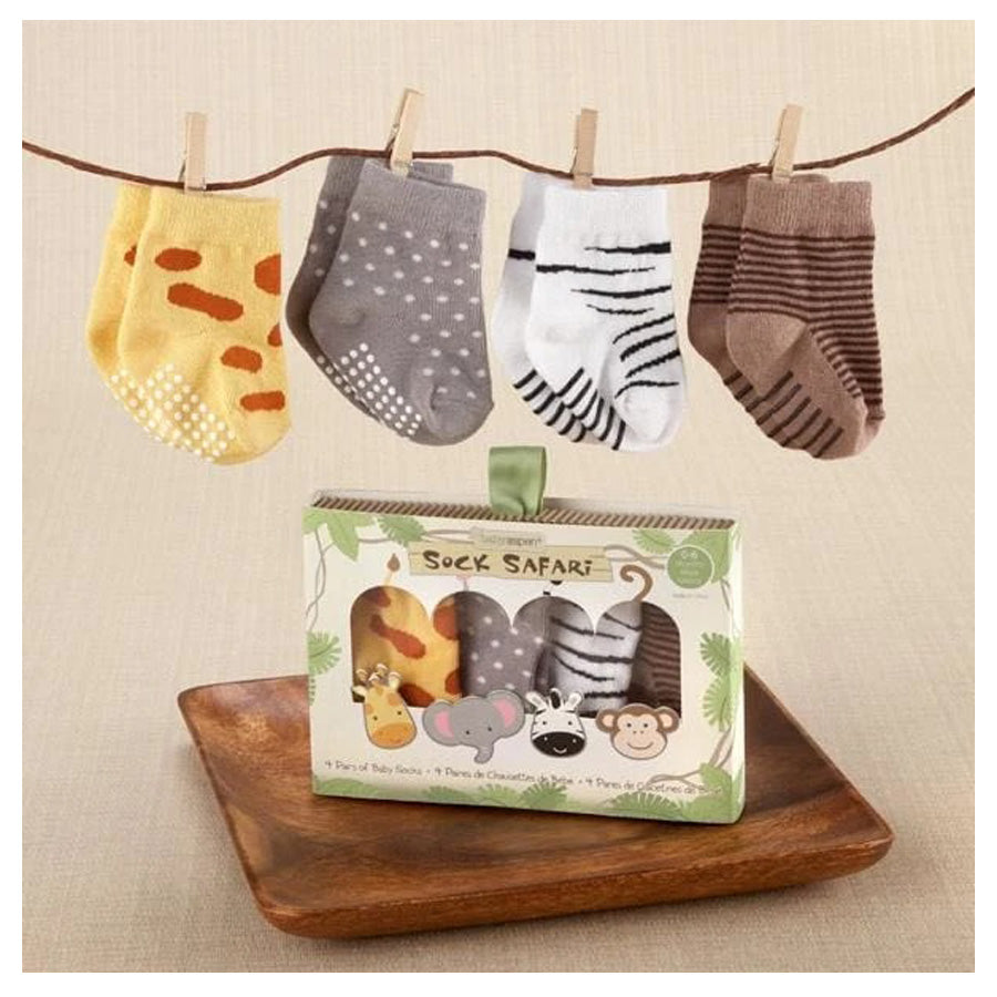 Sock Safari Four-Pair Animal-Themed Sock Set-Baby Aspen-Joanna's Cuties