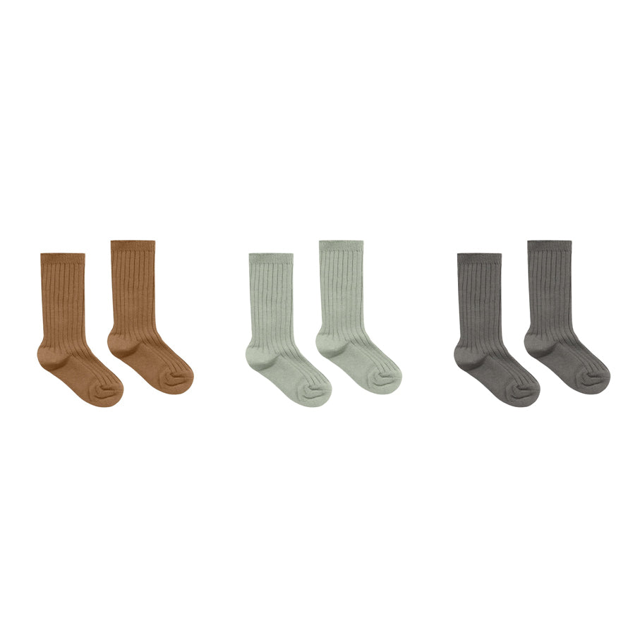 Solid Ribbed Socks - 3 Pack Rib Knit-Rylee + Cru-Joanna's Cuties