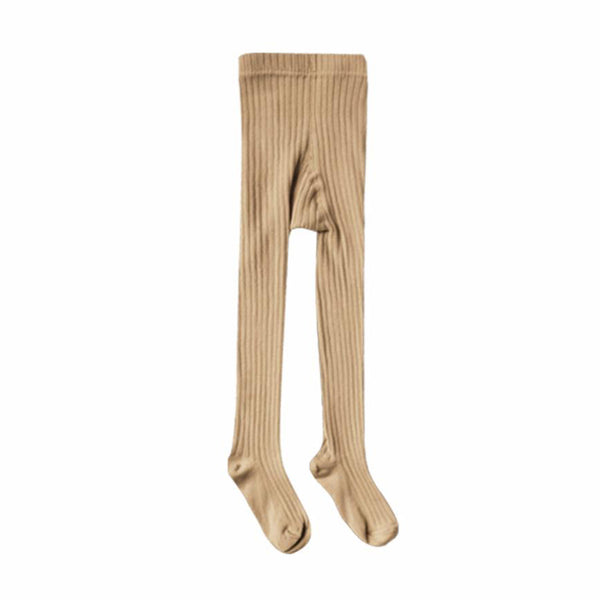 Tan Ribbed Tights Solid Ribbed Tights