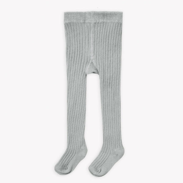 Solid Ribbed Tights - Dusty Blue