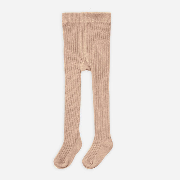 Solid Ribbed Tights - Petal