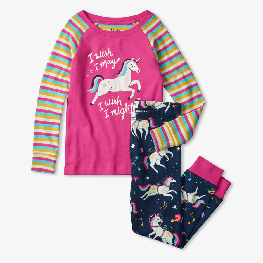 Space Unicorns Glow In The Dark Appliqué Raglan Pajama Set-Hatley-Joanna's Cuties
