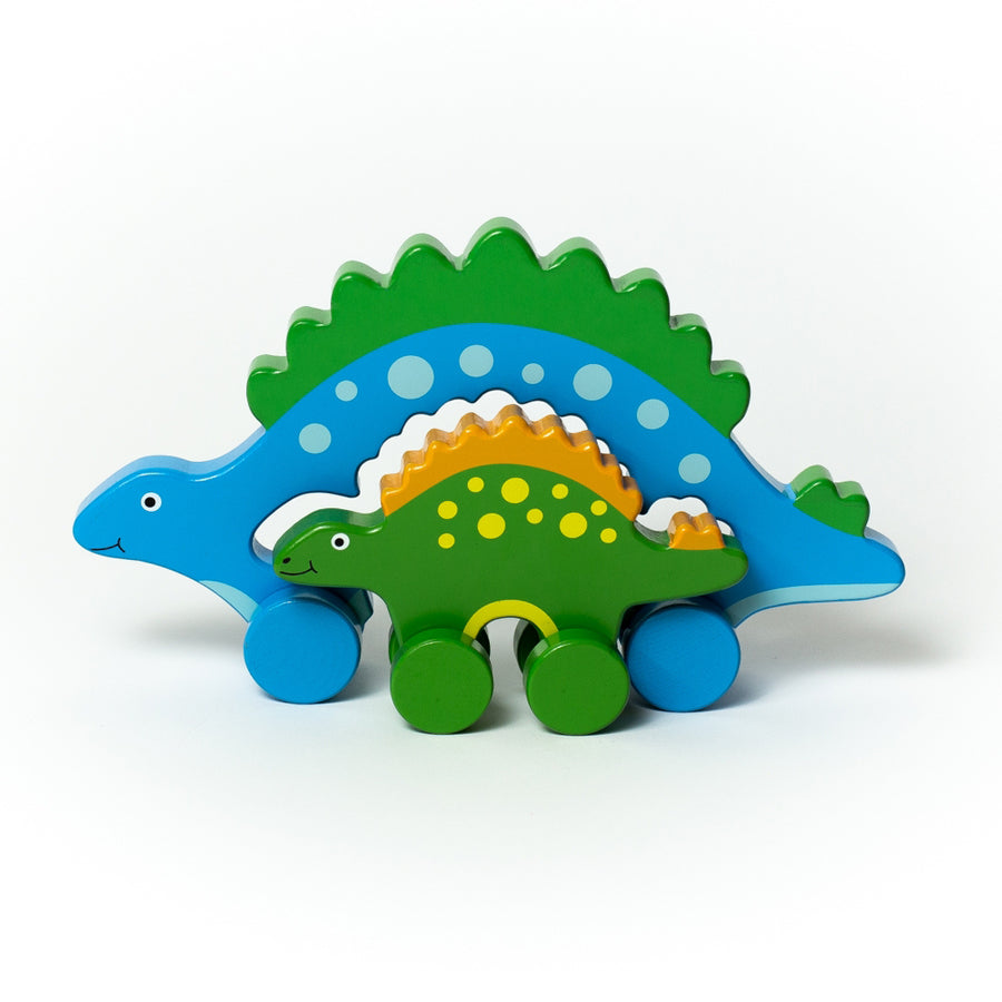 Stegosaurus Dino Mommy and Baby Wooden Roller-Jack Rabbit Creations-Joanna's Cuties