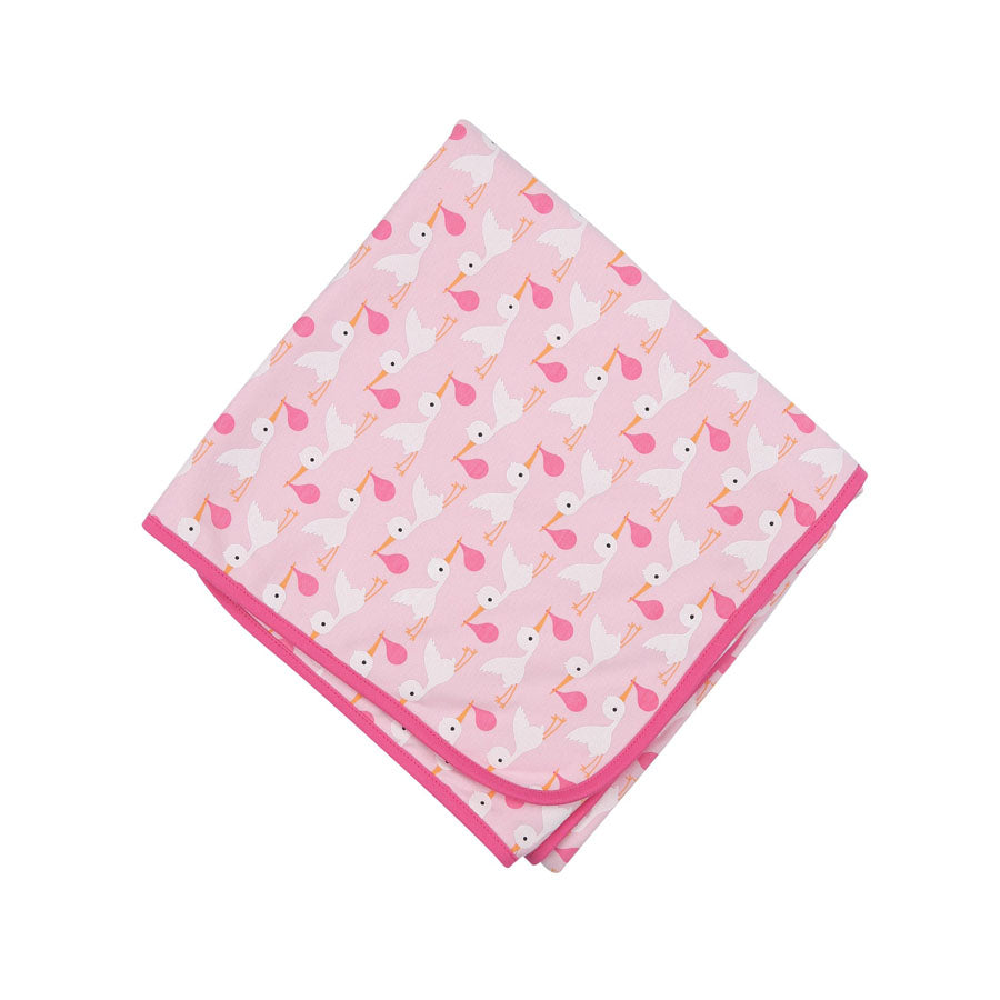 Stork Receiving Blanket - Pink-SWADDLES & BLANKETS-Magnolia Baby-Joannas Cuties
