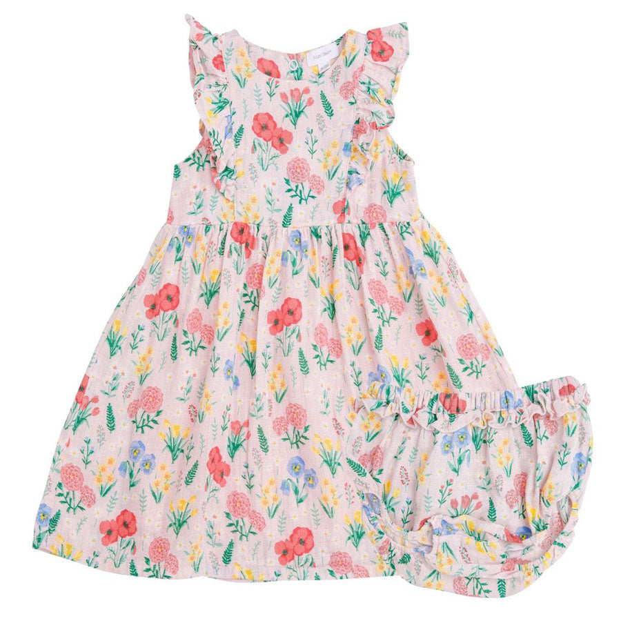 Summer Floral Dress And Diaper Cover-Angel Dear-Joanna's Cuties