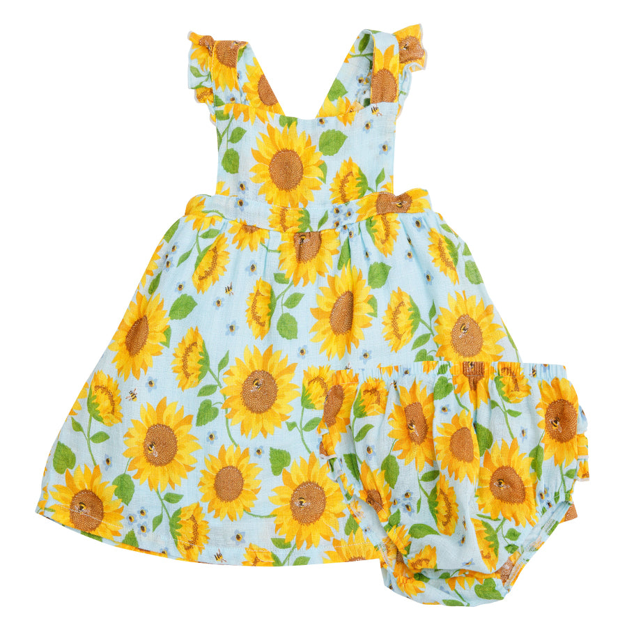Sunflowers Pinafore Top And Bloomer-Angel Dear-Joanna's Cuties