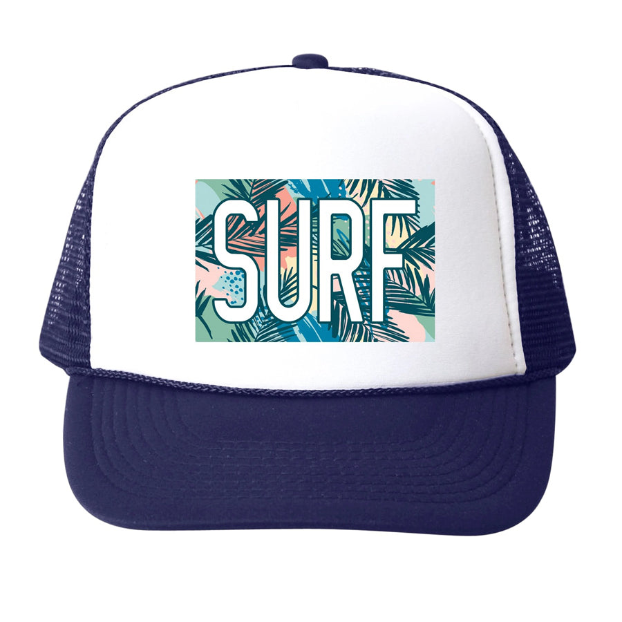 SURF Floral Trucker Hat - Navy-SUN HATS-Bubu-Joannas Cuties