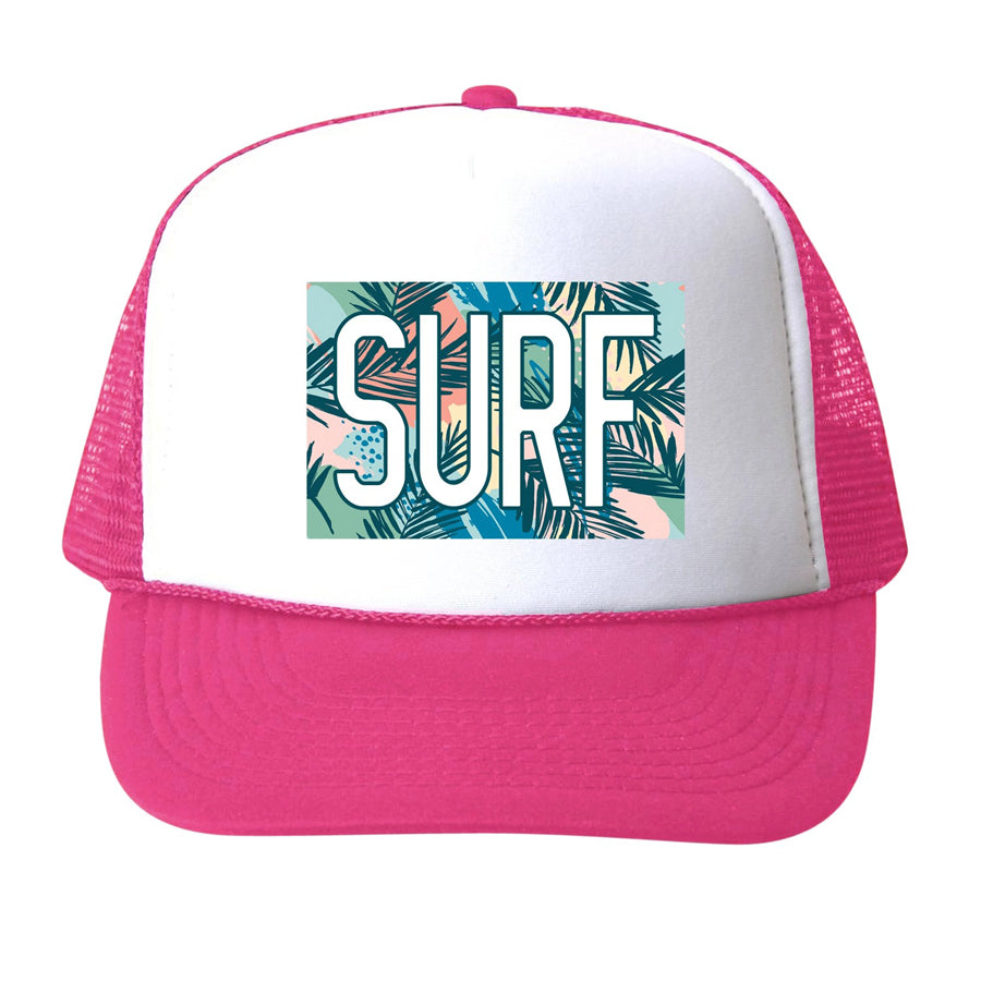 SURF Floral Trucker Hat - Hot Pink-SUN HATS-Bubu-Joannas Cuties
