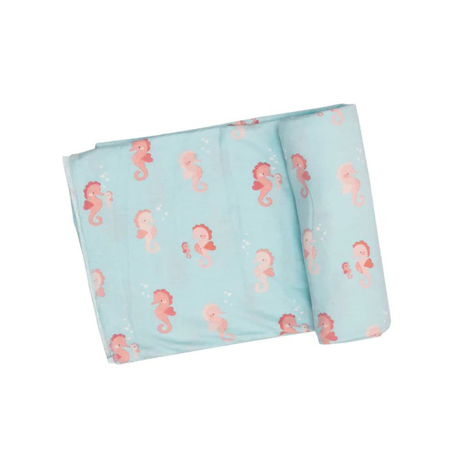 Swaddle Blanket - Baby Pink Seahorses-SWADDLES & BLANKETS-Angel Dear-Joannas Cuties