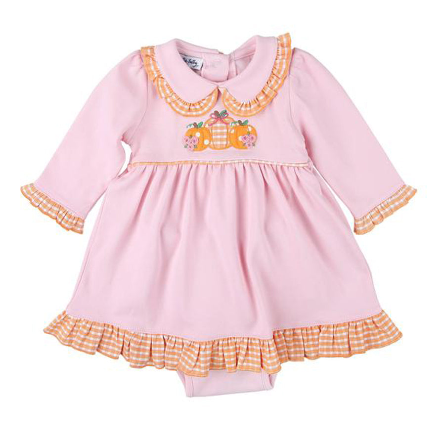 Sweet Lil' Pumpkin Pink Collared Long Sleeve Dress Set-Magnolia Baby-Joanna's Cuties