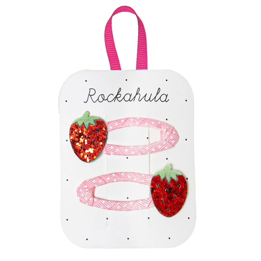 Sweet Strawberry Glitter Clips-Rockahula Kids-Joanna's Cuties