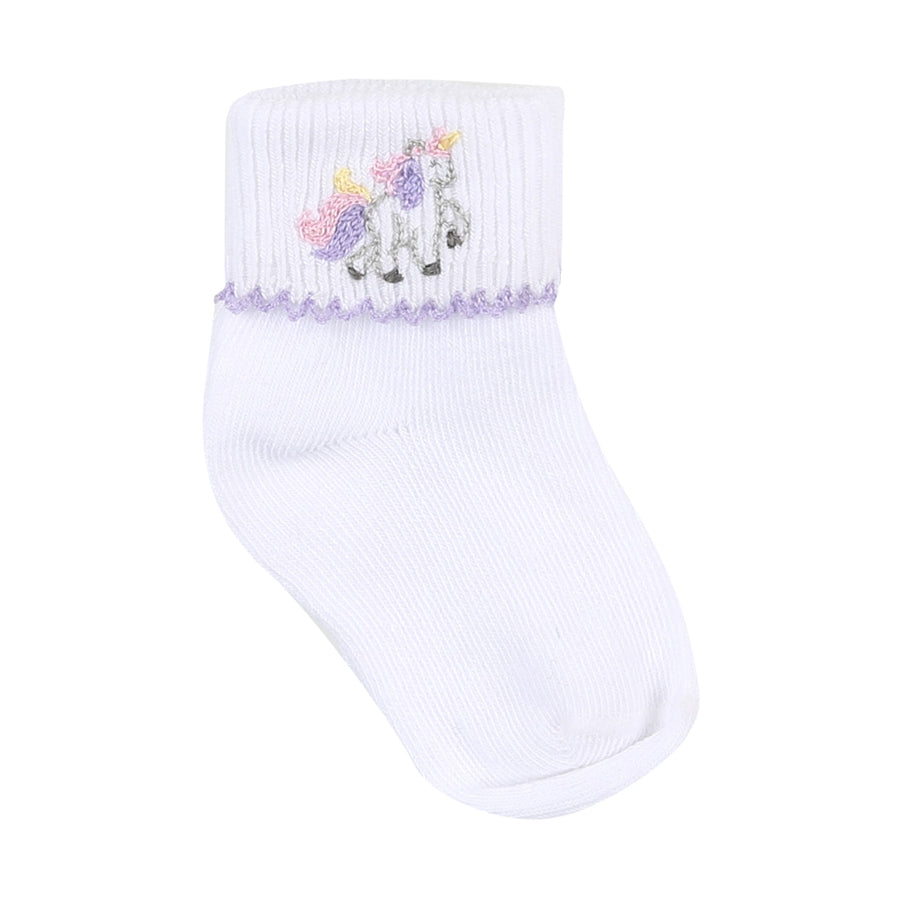 Sweet Unicorn Embroidered Socks-SOCKS, TIGHTS & LEG WARMERS-Magnolia Baby-Joannas Cuties