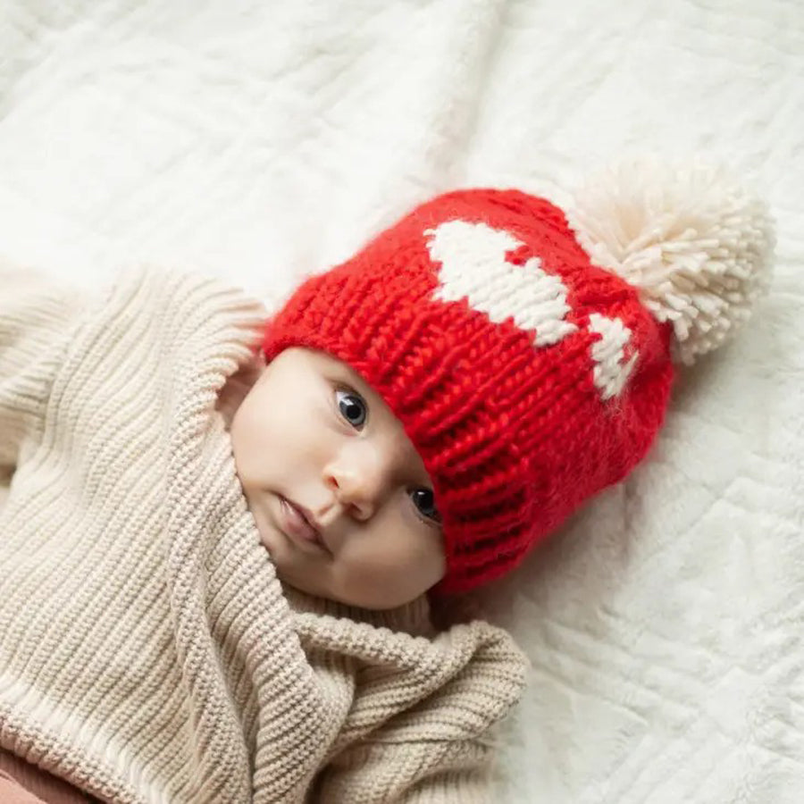 Sweetheart Red Valentine Knit Beanie Hat-HATS & SCARVES-Huggalugs-Joannas Cuties
