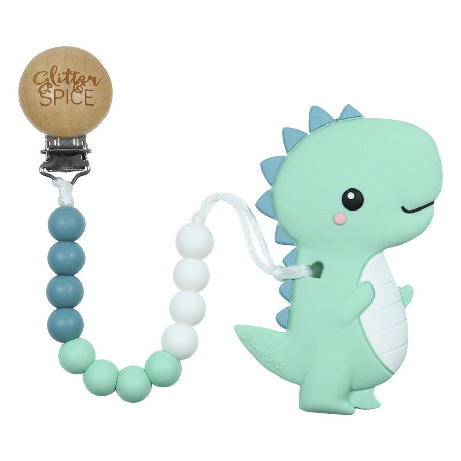 T-Rex Dino Teether With Clip-Glitter & Spice-Joanna's Cuties