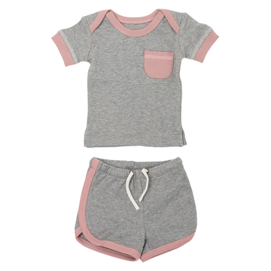 Tee & Track Short Set in Mauve Heather - Organic-OUTFITS-L'ovedbaby-Joannas Cuties
