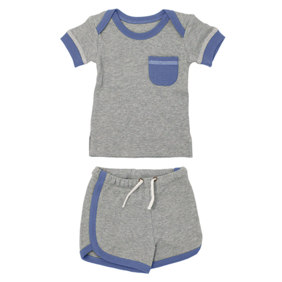 Tee & Track Short Set in Slate Heather - Orgnanic-OUTFITS-L'ovedbaby-Joannas Cuties