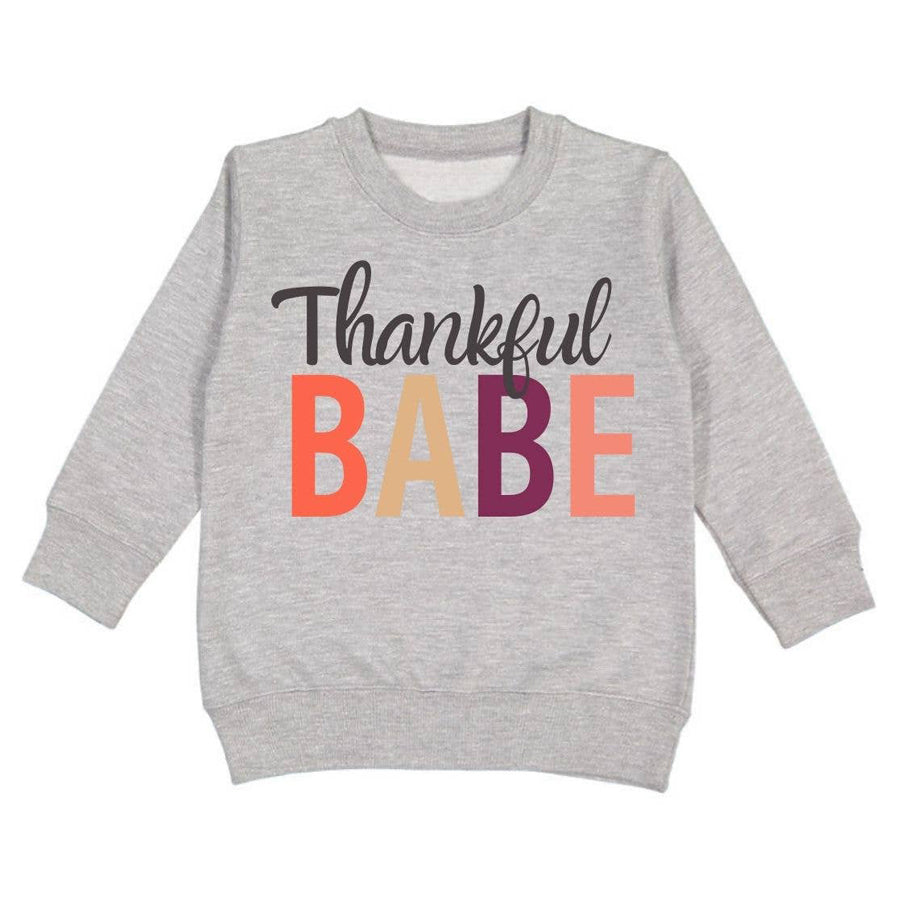 Thankful Babe Sweatshirt - Thanksgiving Kids Sweatshirt-Sweet Wink-Joanna's Cuties
