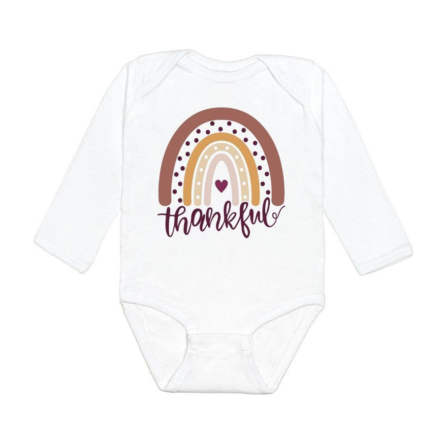 Thankful Rainbow Long Sleeve Bodysuit - Thanksgiving Baby-Sweet Wink-Joanna's Cuties