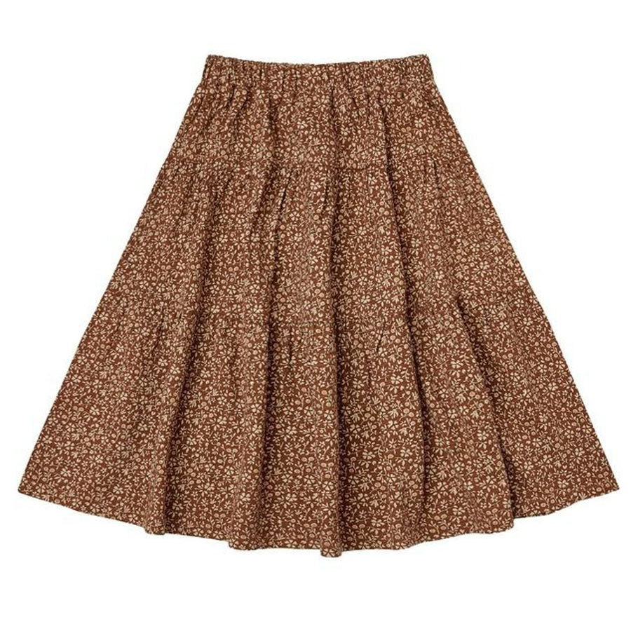 Tiered Midi Skirt - Chocolate Floral-DRESSES & SKIRTS-Rylee + Cru-Joannas Cuties