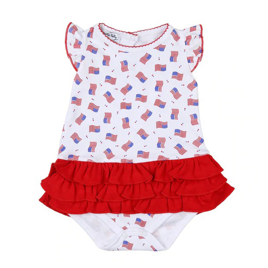 Tiny Red, White And Blue Printed Ruffle Flutters Bubble-BODYSUITS-Magnolia Baby-Joannas Cuties