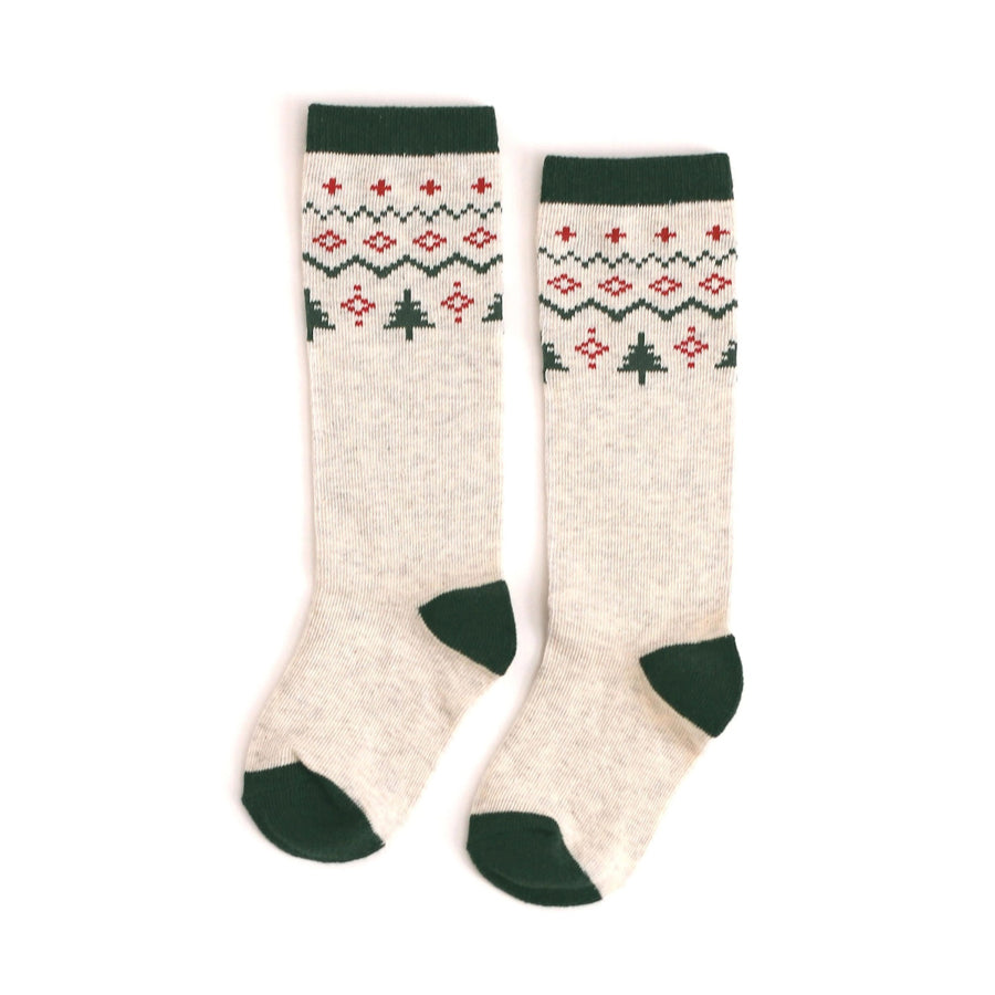 Tree Fair Isle Knee High Socks-SOCKS, TIGHTS & LEG WARMERS-Little Stocking Co.-Joannas Cuties