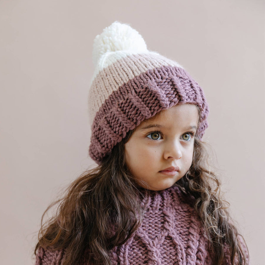 Tri-Color Beanie - Muave-The Blueberry Hill-Joanna's Cuties