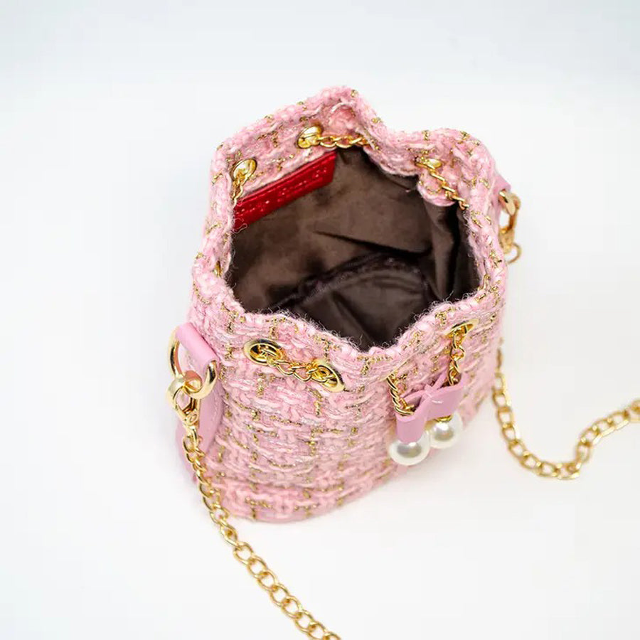 Tweed Drawstring Bag-BACKPACKS, PURSES & LUNCHBOXES-Zomi Gems-Joannas Cuties